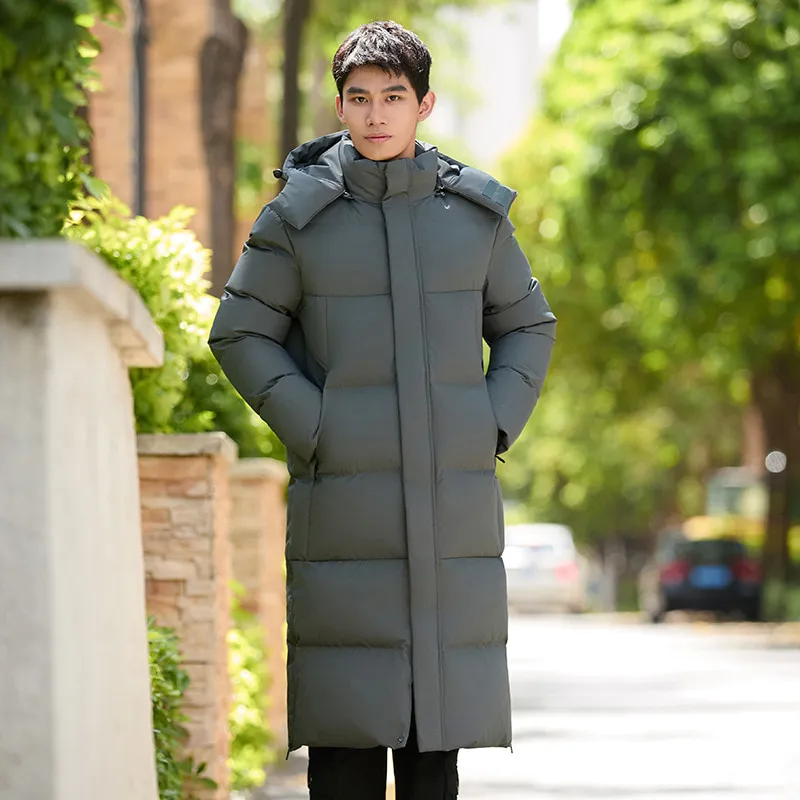 LS-B0412 Unisex Long 90% Duck Down Training Coat in Grey — Plain, original product photograph