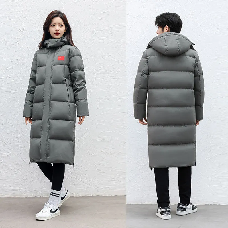 LS-B0414 Men's Long Down Training Coat in Gray-flag edition, original product photograph
