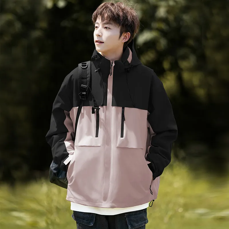 LS-B0416 Men's 3-in-1 Fleece-Liner Outdoor Shell Jacket in Light Pink — Shell Only, original product photograph