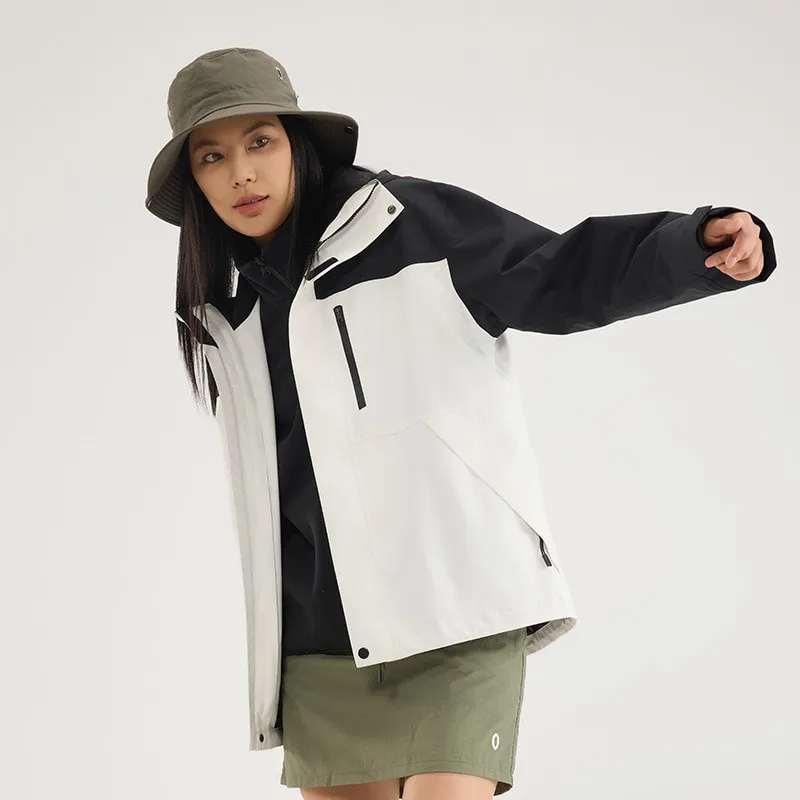 LS-B0418 Men's 3-in-1 Shell Jacket in National standard/men's and women's code-warm white/black [fleece two-piece set], original product photograph
