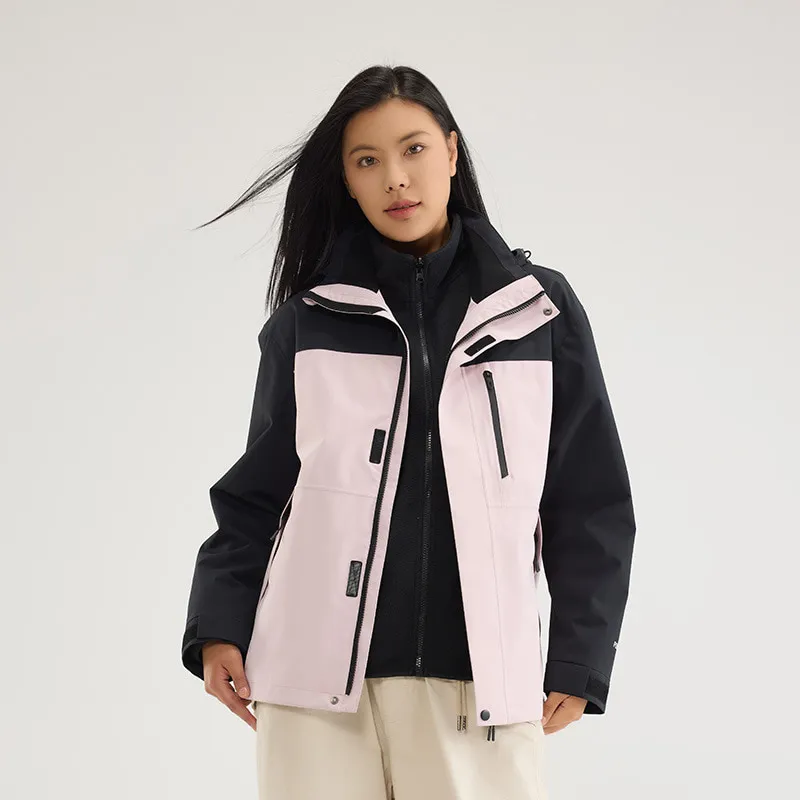 LS-B0418 Men's 3-in-1 Shell Jacket in National standard/men's and women's code-soft pink/black [fleece two-piece set], original product photograph
