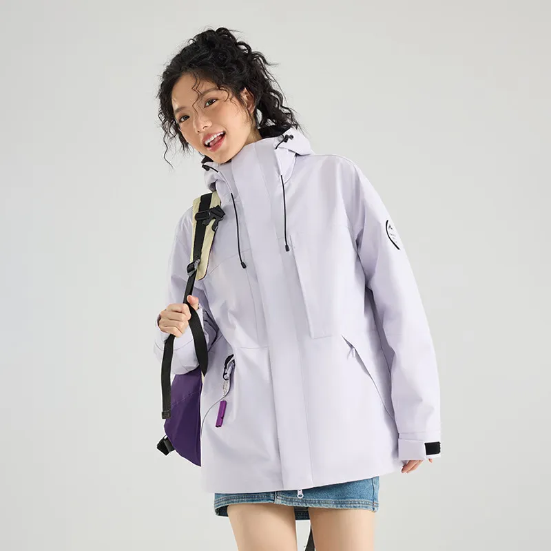 LS-B0419 Men's 3-in-1 Shell Jacket in White vine purple-waterproof single jacket, original product photograph
