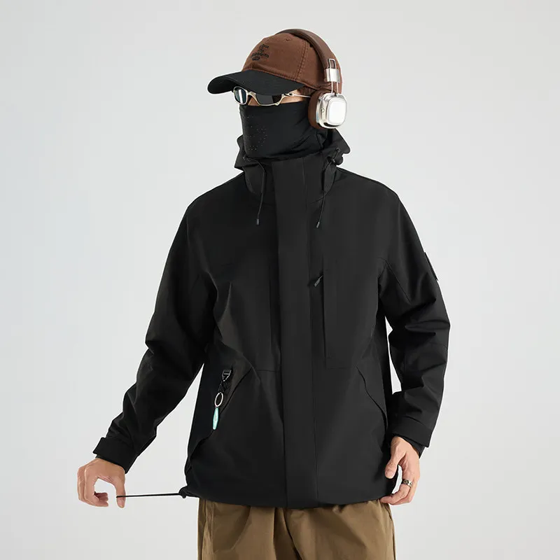 LS-B0419 Men's 3-in-1 Shell Jacket in Black-waterproof single jacket, original product photograph