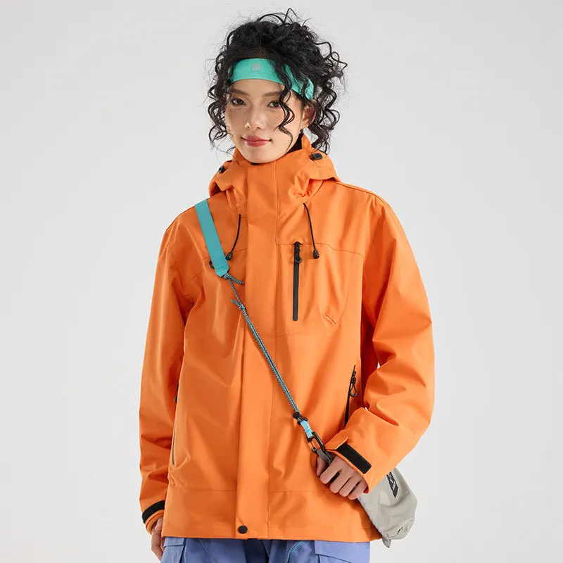 LS-B0421 Men's 3-in-1 Shell Jacket in Same style for men and women - orange [three-in-one/removable], original product photograph