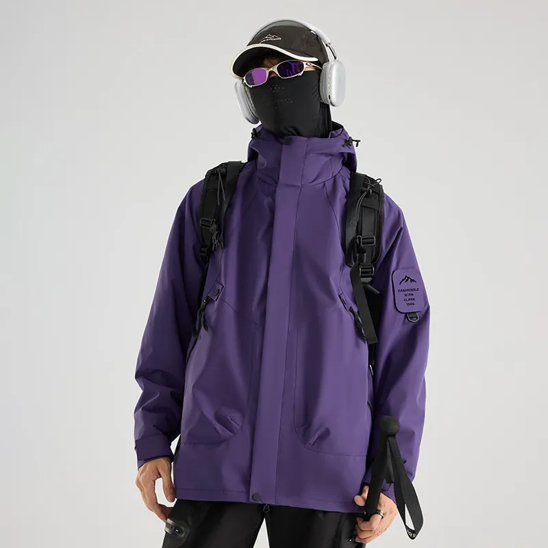 LS-B0423 Men's 3-in-1 Shell Jacket in Purple - same style for men and women [single jacket], original product photograph