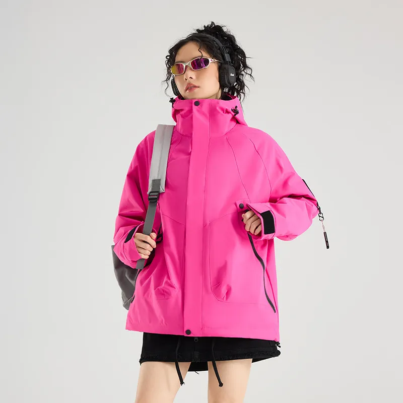 LS-B0425 Dragon fruit red-water-repellent single jacket [women's style] front view — original product photograph
