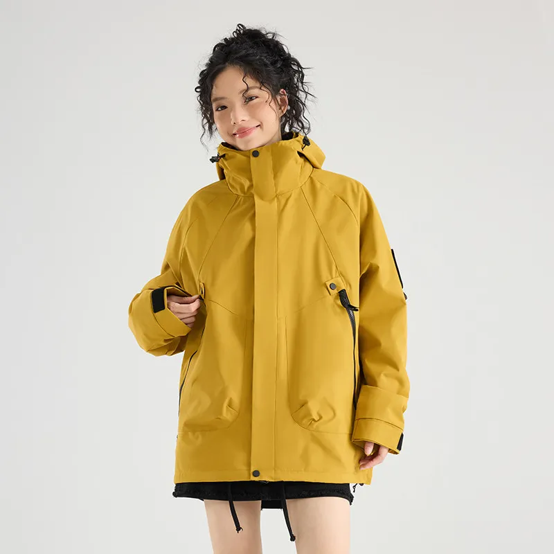 LS-B0425 Men's 3-in-1 Shell Jacket in Pomelo yellow-water-repellent single jacket [unisex code], original product photograph