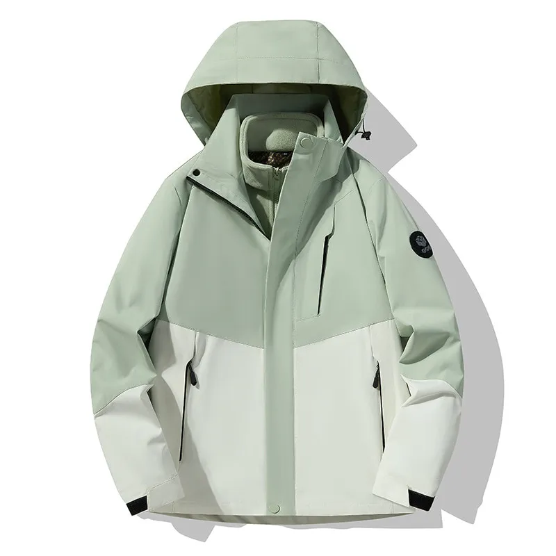 LS-B0426 Men's 3-in-1 Shell Jacket in White/silver green-unisex code [fleece two-piece set], original product photograph