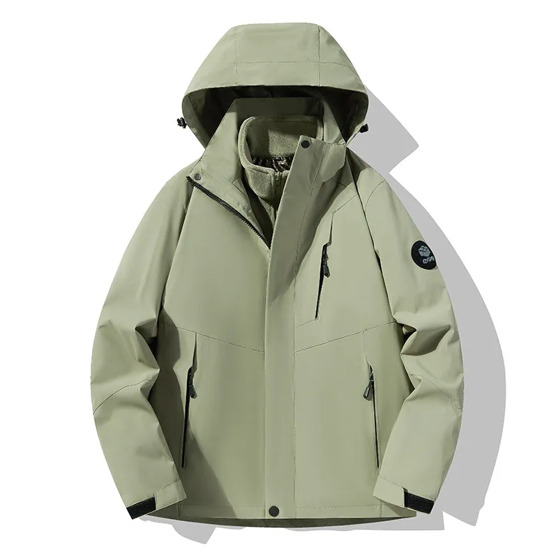 LS-B0426 Men's 3-in-1 Shell Jacket in Matcha green-unisex code [fleece two-piece set], original product photograph
