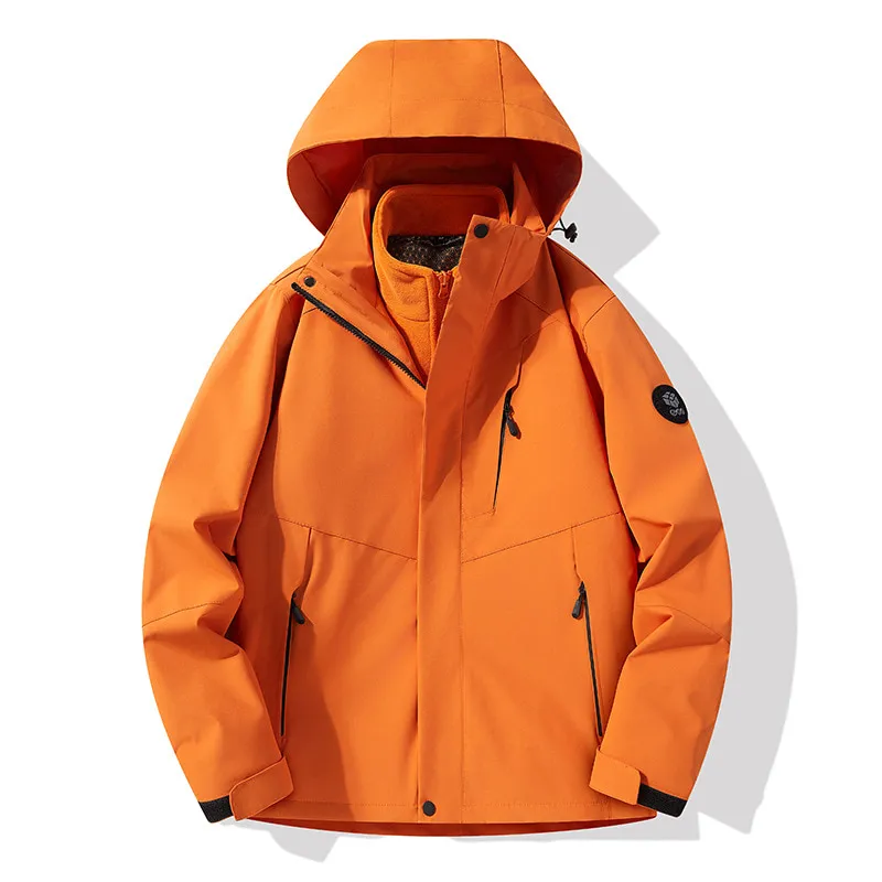 LS-B0429 Men's 3-in-1 Shell Jacket in Oxidized orange-fleece two-piece set, original product photograph