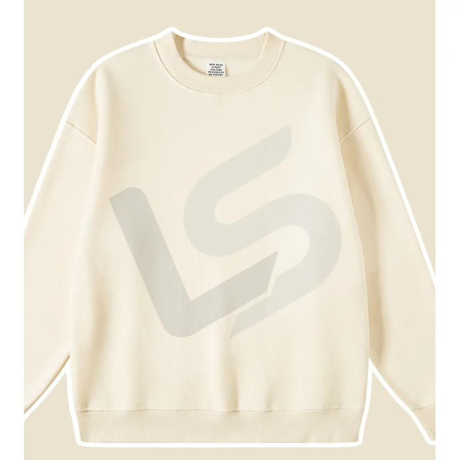 LS-B0432 Men's Heavyweight Oversized Crewneck Sweatshirt in Cream, original product photograph