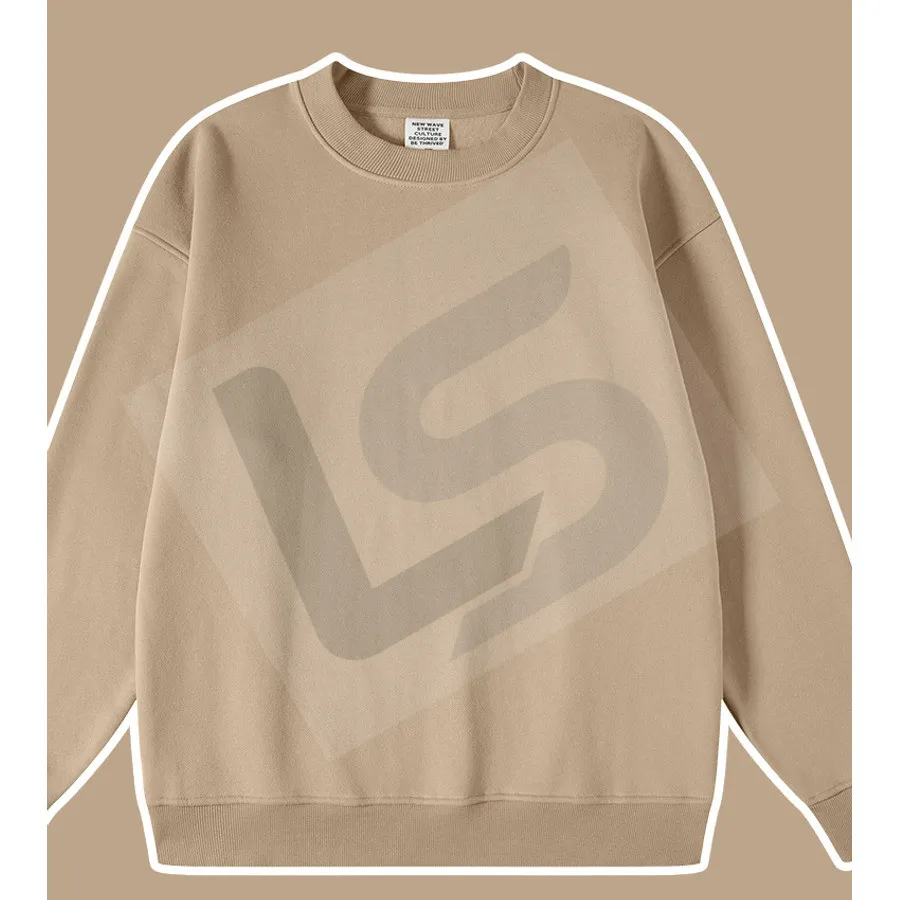 LS-B0432 Men's Heavyweight Oversized Crewneck Sweatshirt in Khaki, original product photograph