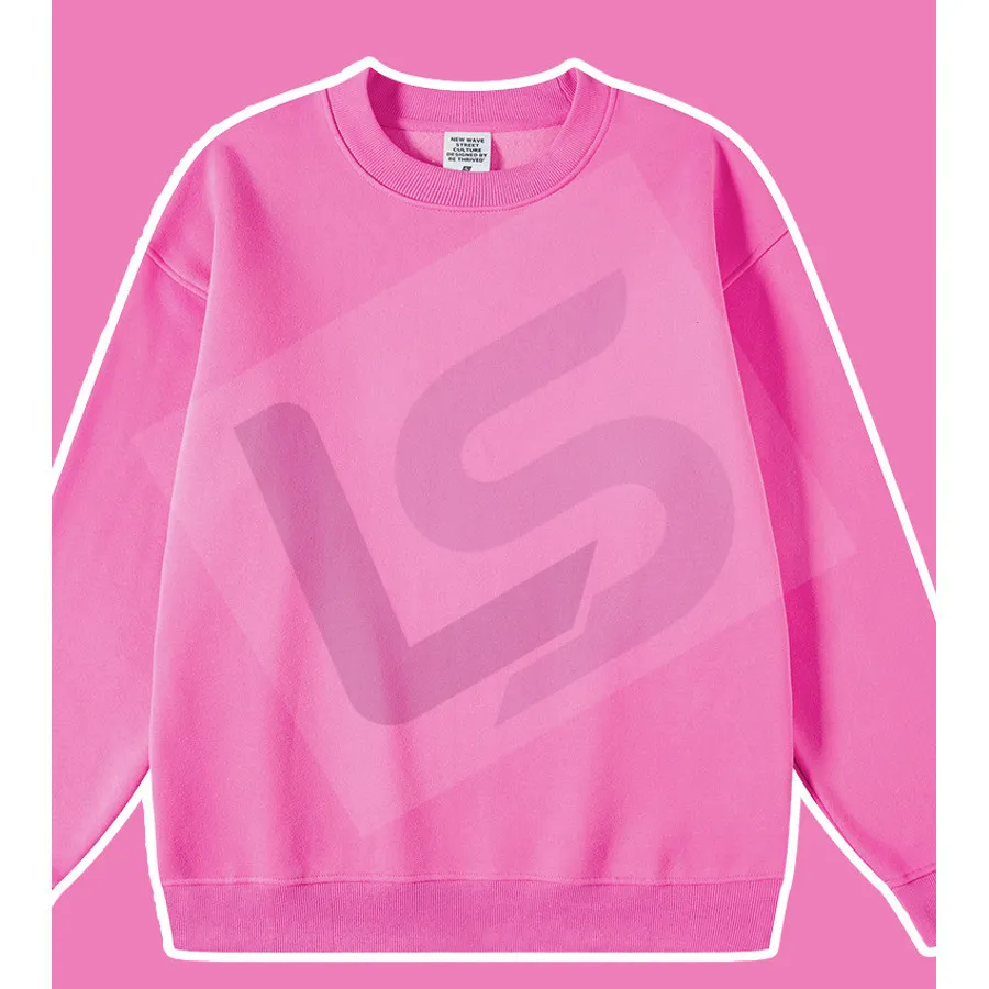 LS-B0432 Men's Heavyweight Oversized Crewneck Sweatshirt in Rose Pink, original product photograph