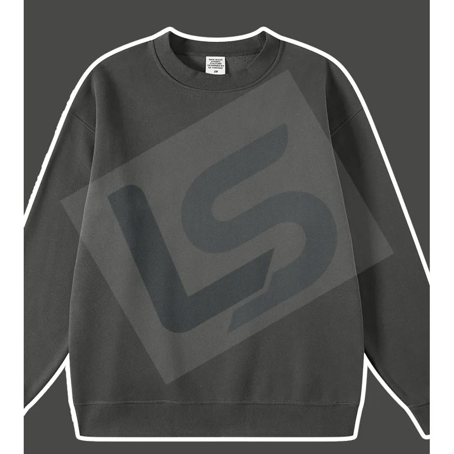 LS-B0432 Men's Heavyweight Oversized Crewneck Sweatshirt in Dark Grey, original product photograph