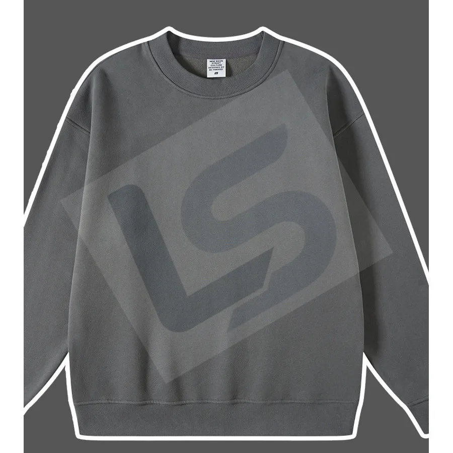 LS-B0432 Men's Heavyweight Oversized Crewneck Sweatshirt in Medium Grey, original product photograph