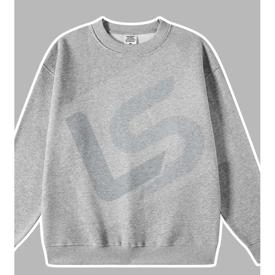 LS-B0432 Men's Heavyweight Oversized Crewneck Sweatshirt in Heather Grey, original product photograph