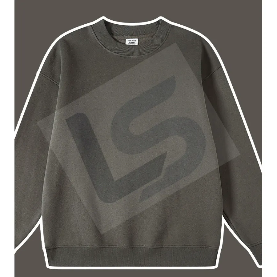 LS-B0432 Men's Heavyweight Oversized Crewneck Sweatshirt in Taupe, original product photograph