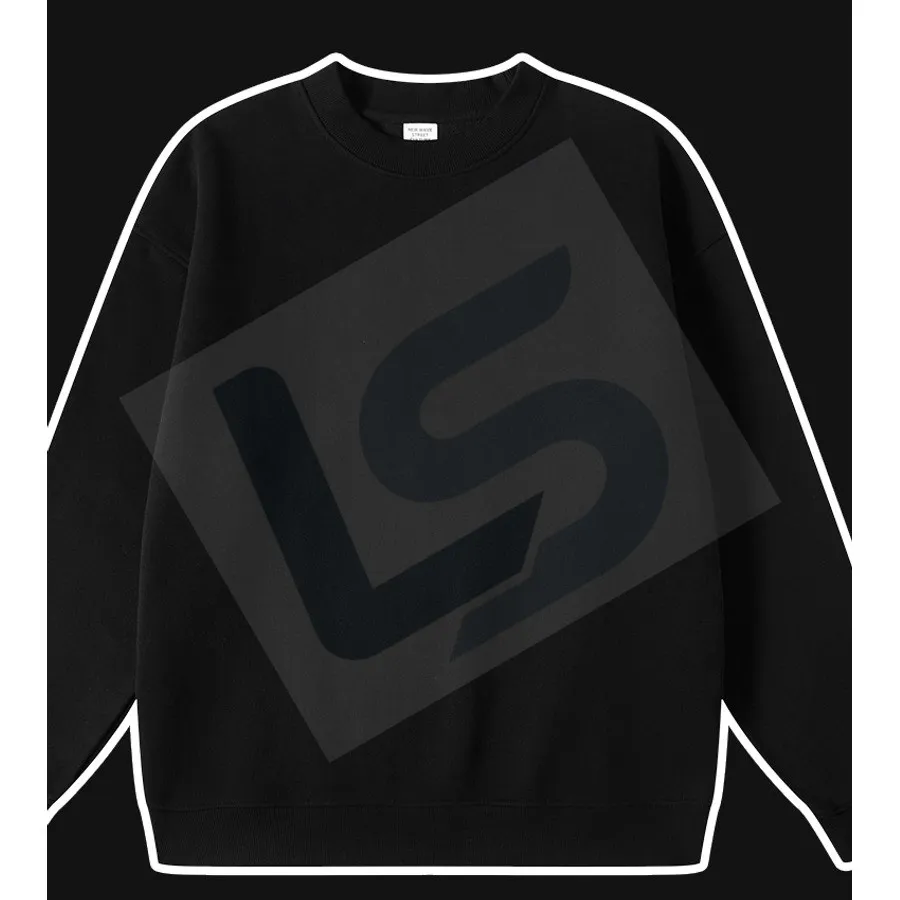 LS-B0432 Men's Heavyweight Oversized Crewneck Sweatshirt in Black, original product photograph