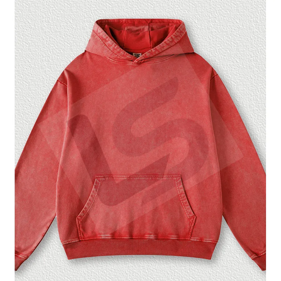 LS-B0433 Unisex Vintage-Wash Heavyweight Oversized Crewneck Sweatshirt in Red, original product photograph