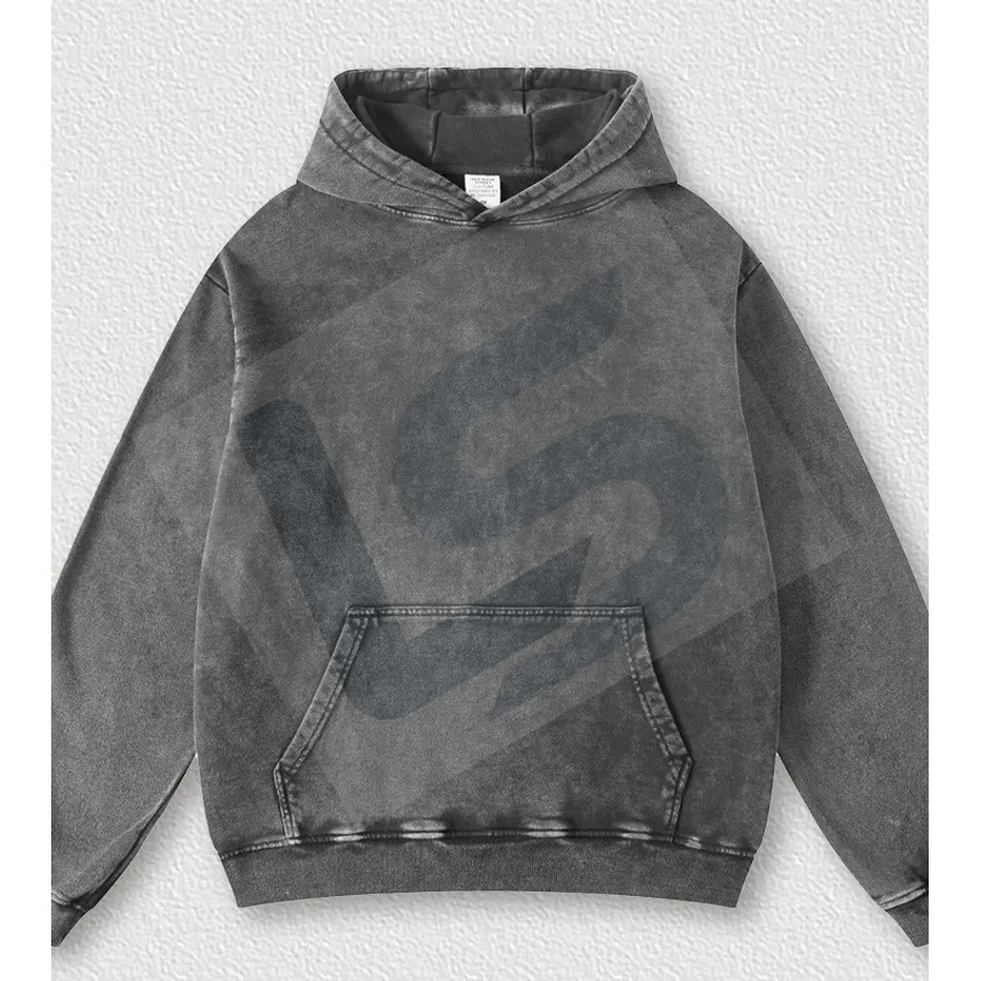 LS-B0433 Unisex Vintage-Wash Heavyweight Oversized Crewneck Sweatshirt in Dark Grey, original product photograph