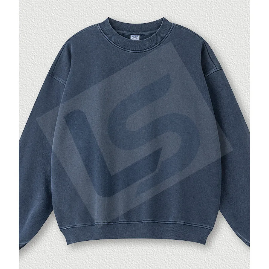LS-B0434 Men's Vintage-Wash Heavyweight Oversized Crewneck Sweatshirt in Royal Blue, original product photograph