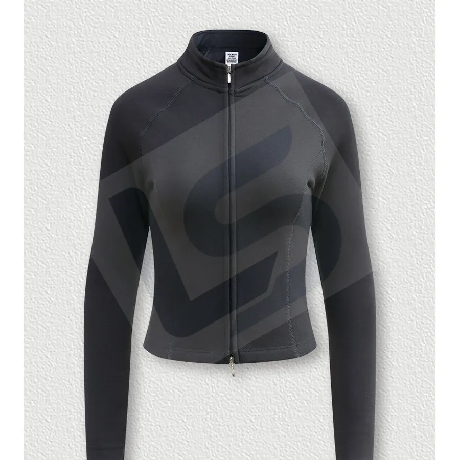 LS-B0436 Women's Vintage-Wash Oversized Zip-Up Long-Sleeve T-Shirt in Dark Grey, original product photograph