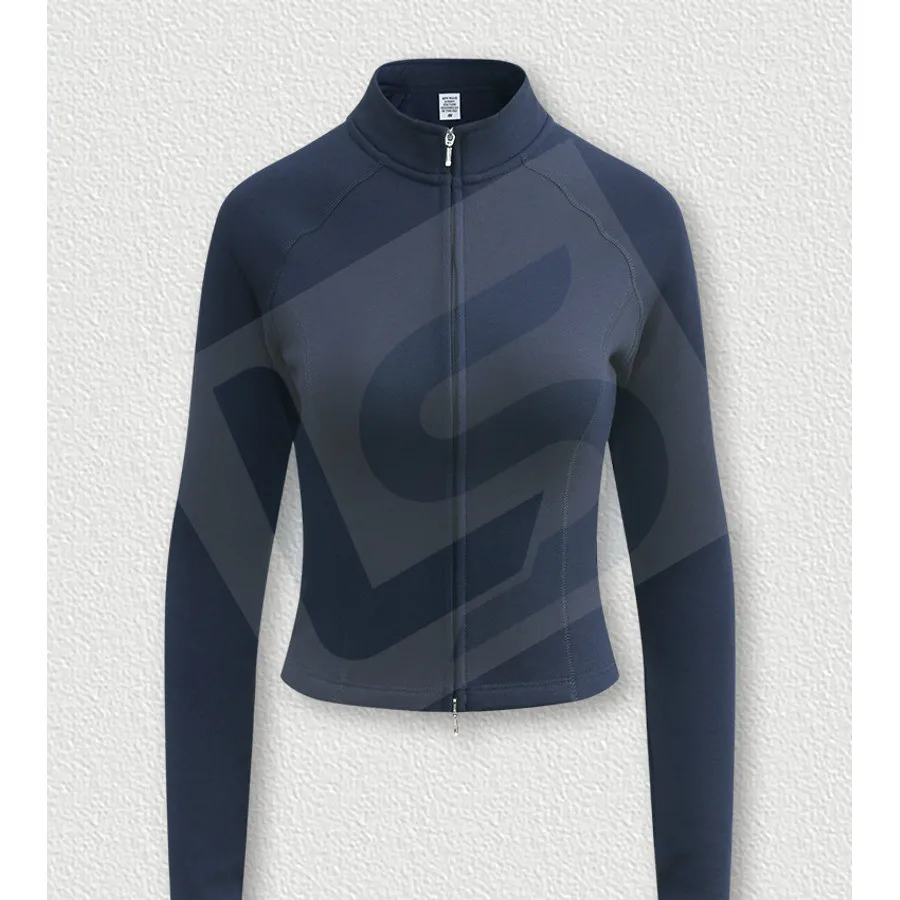 LS-B0436 Women's Vintage-Wash Oversized Zip-Up Long-Sleeve T-Shirt in Navy, original product photograph