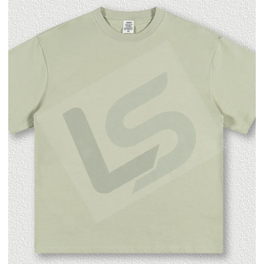 LS-B0439 Men's Heavyweight Oversized Streetwear T-Shirt in Halo Green, original product photograph