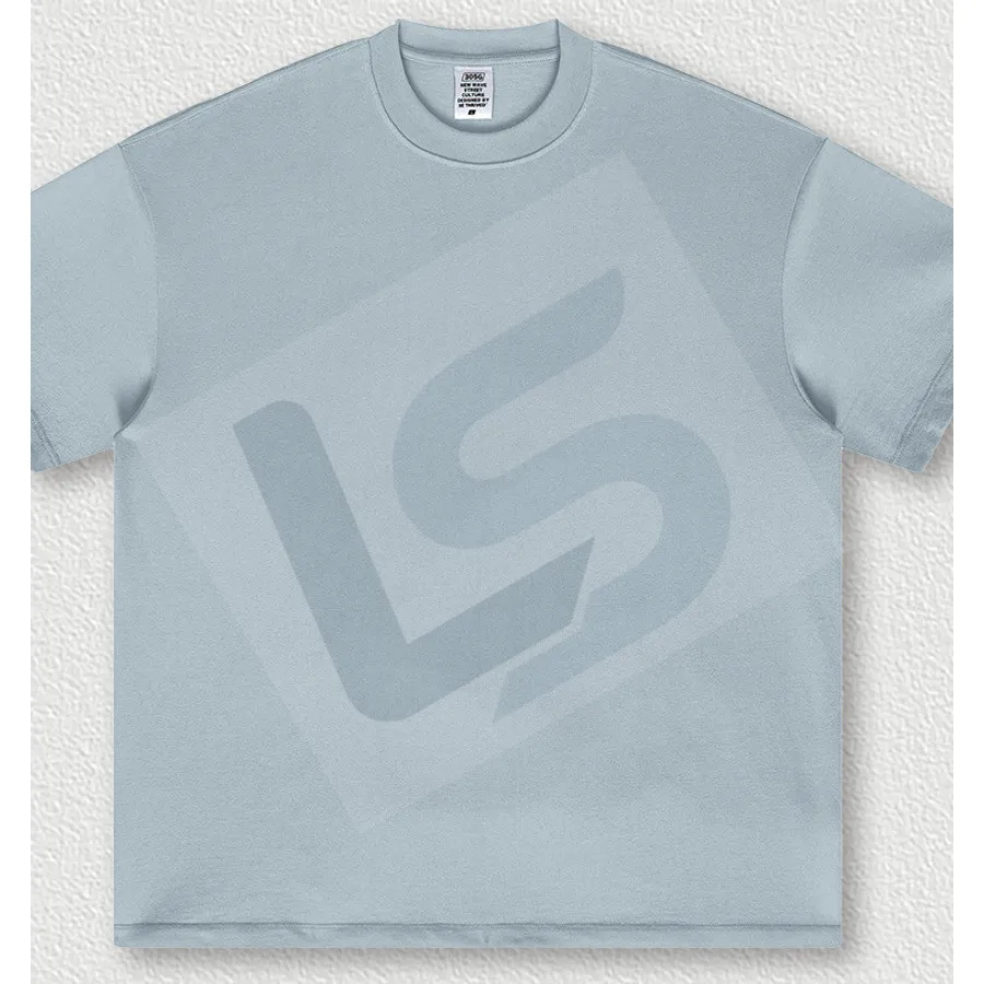 LS-B0439 Men's Heavyweight Oversized Streetwear T-Shirt in Dusty Blue, original product photograph