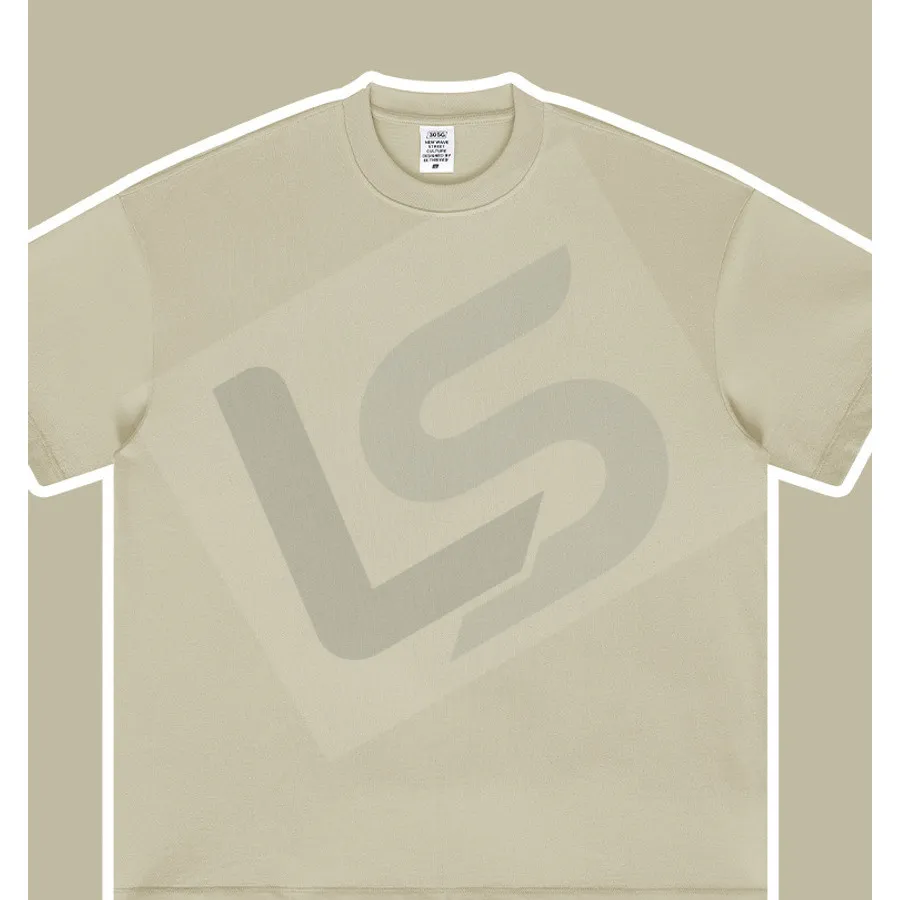 LS-B0439 Men's Heavyweight Oversized Streetwear T-Shirt in Sand, original product photograph