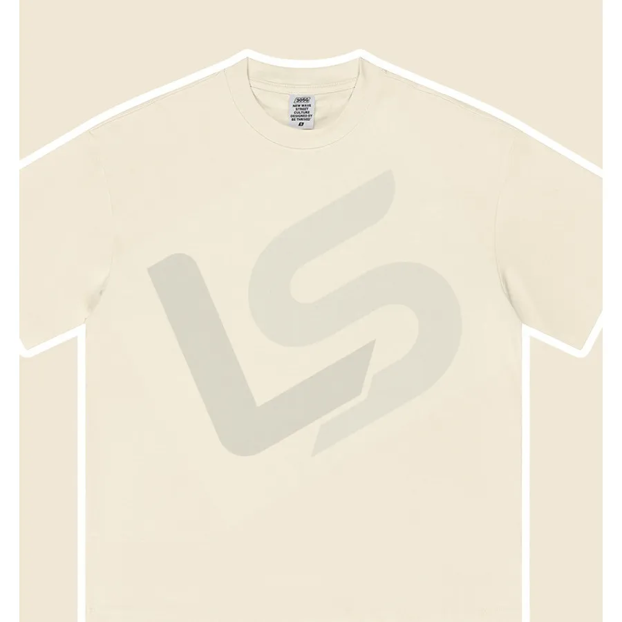 LS-B0439 Men's Heavyweight Oversized Streetwear T-Shirt in Milk Tea, original product photograph