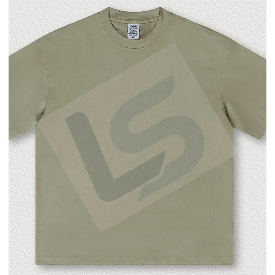 LS-B0439 Men's Heavyweight Oversized Streetwear T-Shirt in Sage Green, original product photograph