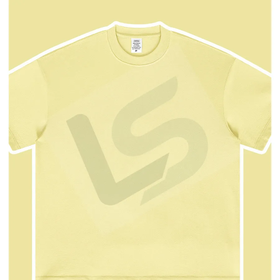 LS-B0439 Men's Heavyweight Oversized Streetwear T-Shirt in Yellow, original product photograph