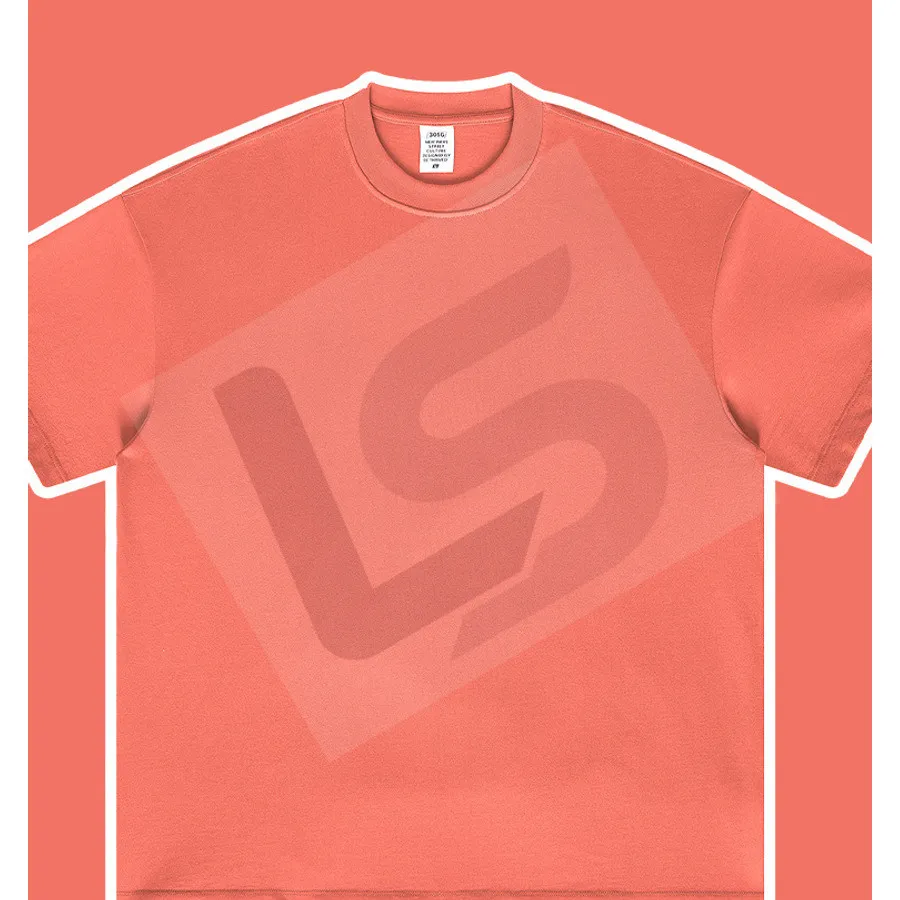 LS-B0439 Men's Heavyweight Oversized Streetwear T-Shirt in Watermelon Red, original product photograph