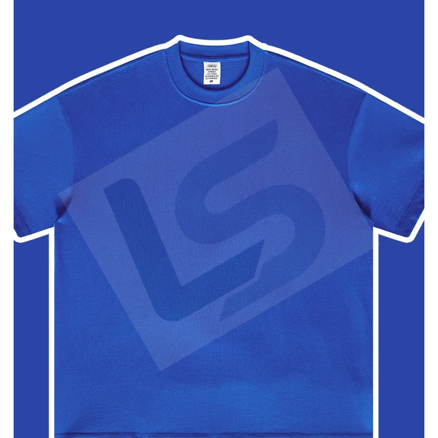 LS-B0439 Men's Heavyweight Oversized Streetwear T-Shirt in Cobalt Blue, original product photograph