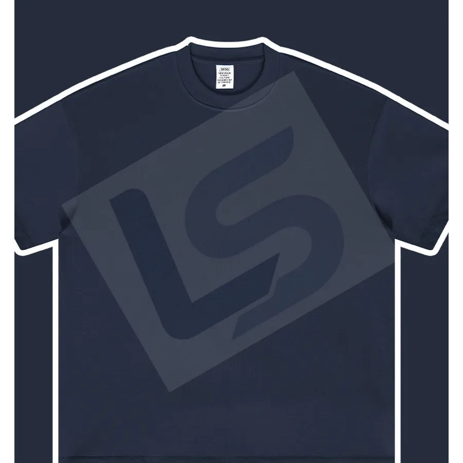 LS-B0439 Men's Heavyweight Oversized Streetwear T-Shirt in Navy, original product photograph