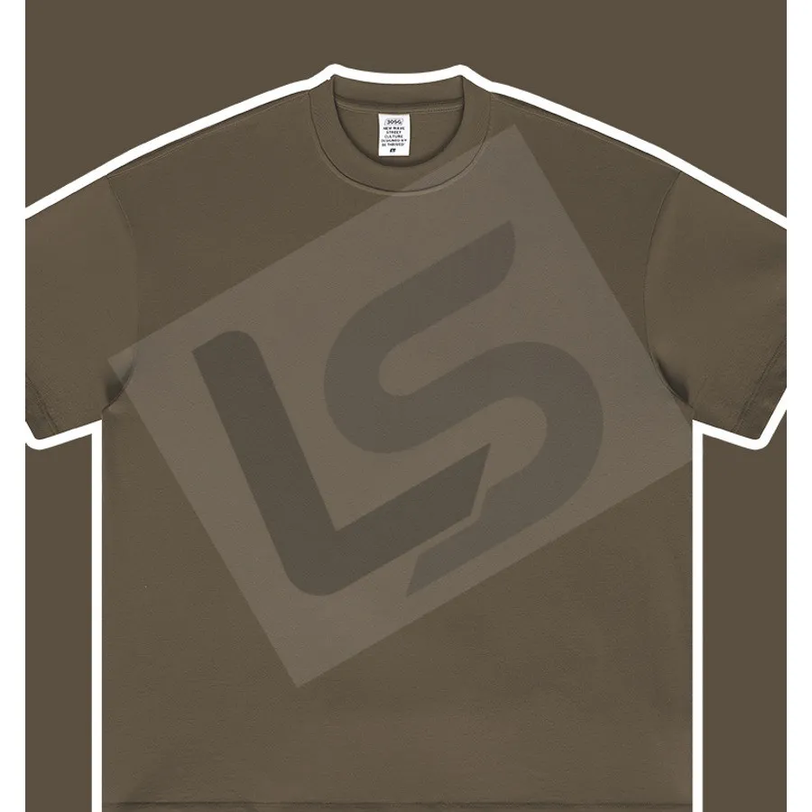 LS-B0439 Men's Heavyweight Oversized Streetwear T-Shirt in Brown, original product photograph