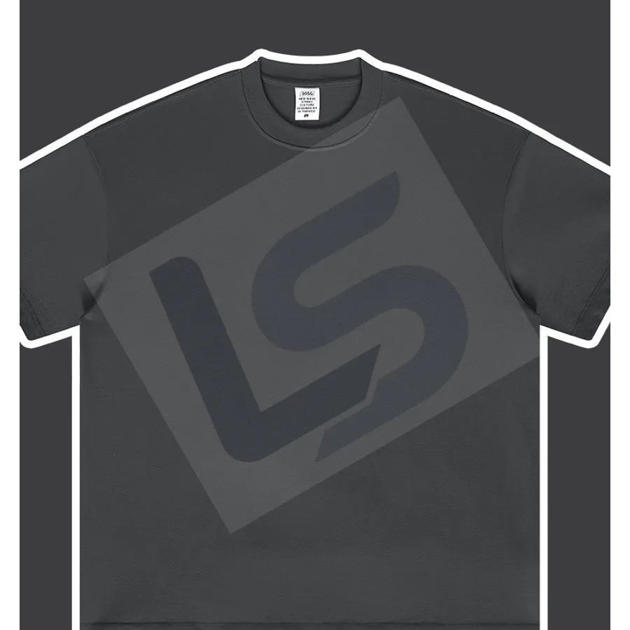 LS-B0439 Men's Heavyweight Oversized Streetwear T-Shirt in Charcoal, original product photograph