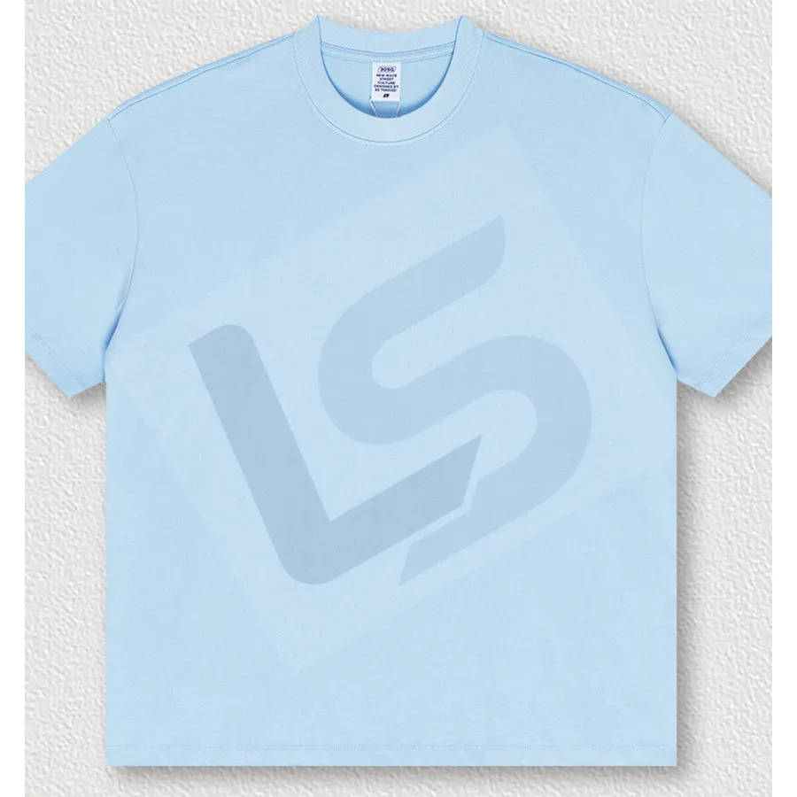LS-B0439 Men's Heavyweight Oversized Streetwear T-Shirt in Baby Blue, original product photograph