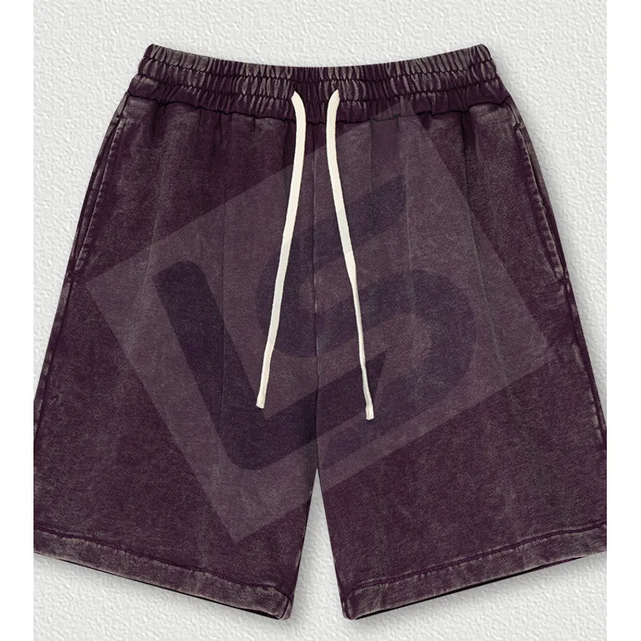 LS-B0440 Unisex Vintage-Wash Heavyweight Streetwear Shorts in Vintage Purple, original product photograph
