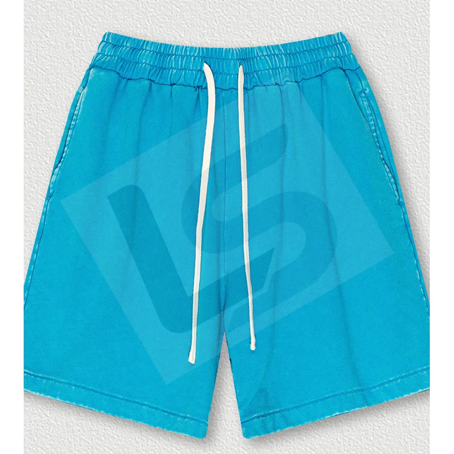 LS-B0440 Unisex Vintage-Wash Heavyweight Streetwear Shorts in Vintage Blue, original product photograph