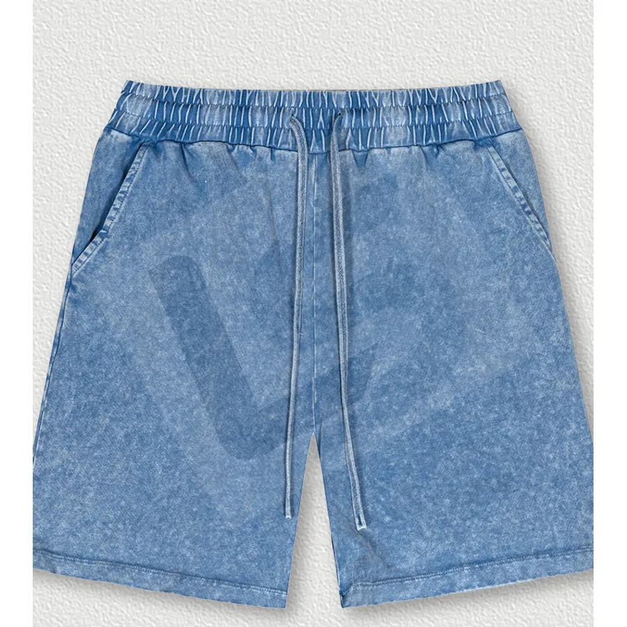 LS-B0441 Unisex Vintage-Wash Streetwear Shorts in Vintage Cobalt Blue, original product photograph
