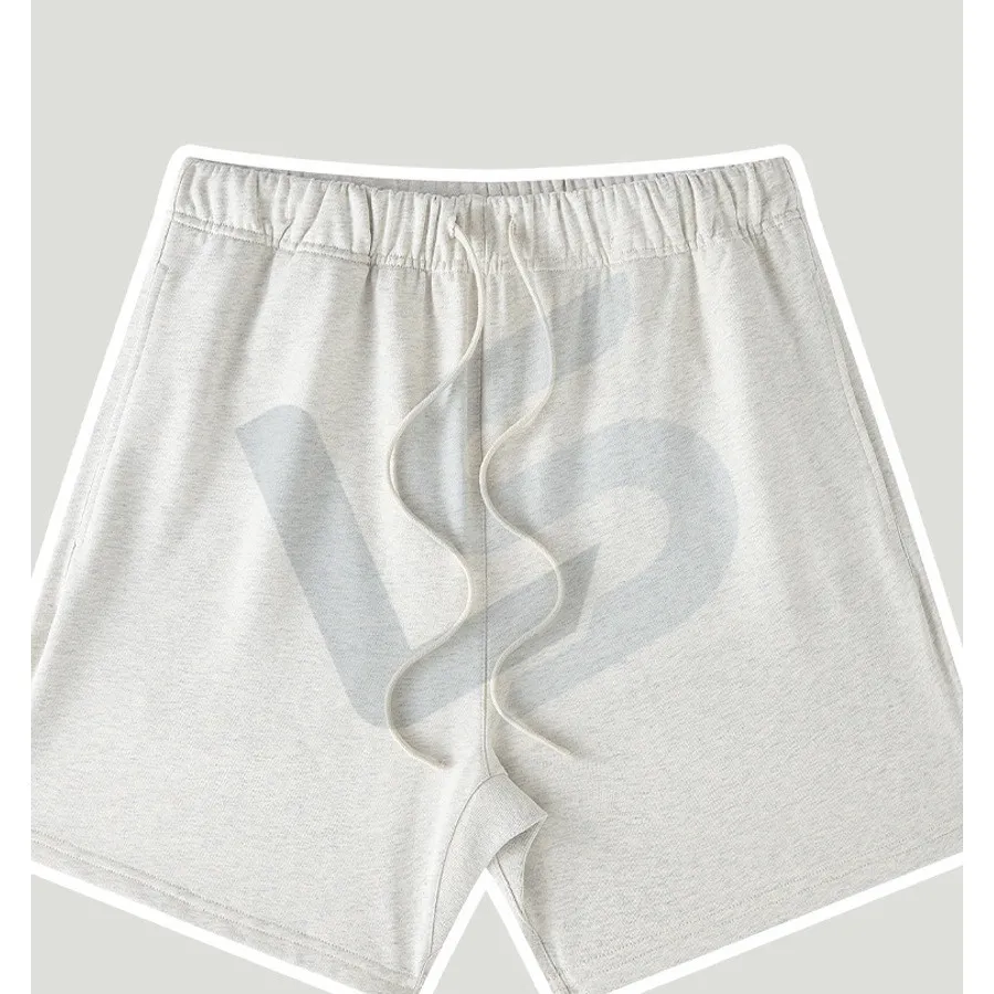 LS-B0443 Men's Heavyweight Oversized Streetwear Shorts in Oatmeal Grey, original product photograph