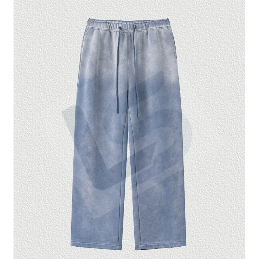 LS-B0446 Unisex Vintage-Wash Oversized Streetwear Joggers in Blue, original product photograph
