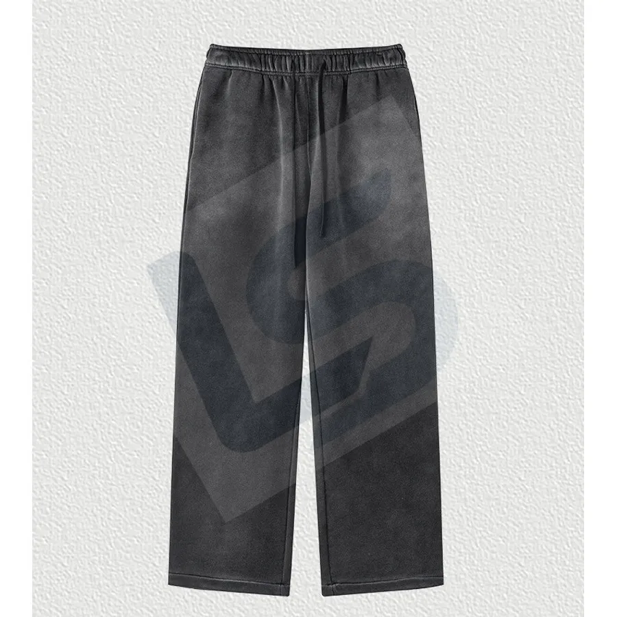 LS-B0446 Unisex Vintage-Wash Oversized Streetwear Joggers in Black, original product photograph