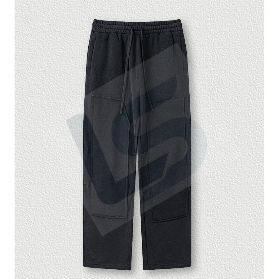 LS-B0448 Men's Vintage-Wash Oversized Streetwear Joggers in Black, original product photograph
