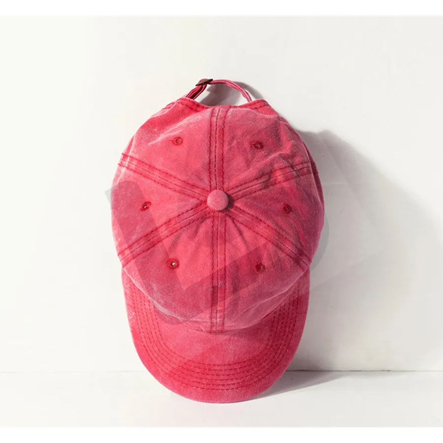 LS-B0449 Unisex Vintage-Wash Streetwear Cap in Vintage Red, original product photograph
