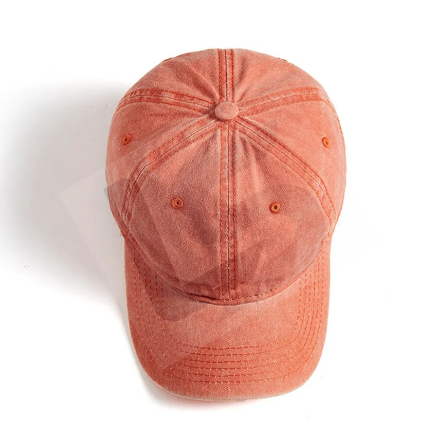 LS-B0449 Unisex Vintage-Wash Streetwear Cap in Brick Red, original product photograph