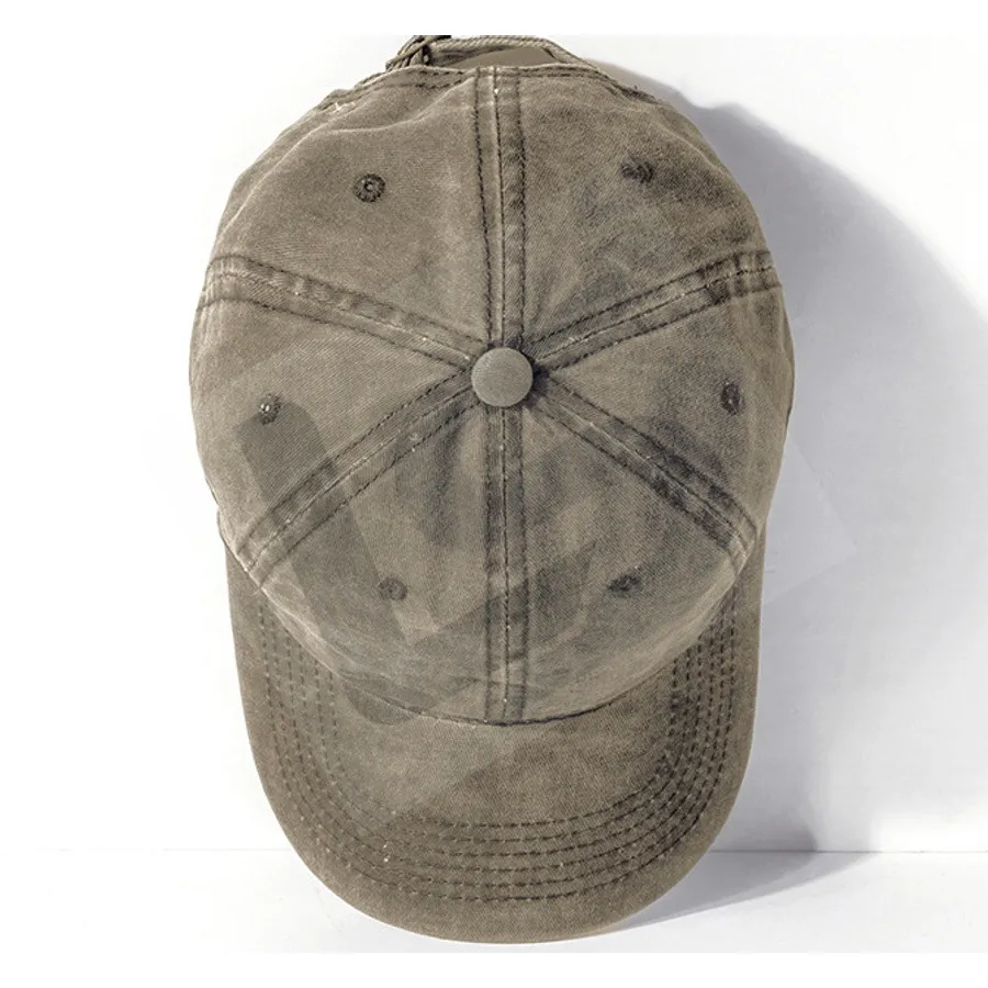 LS-B0449 Unisex Vintage-Wash Streetwear Cap in Khaki, original product photograph