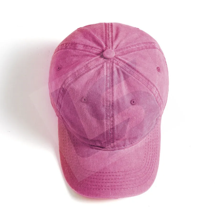 LS-B0449 Unisex Vintage-Wash Streetwear Cap in Barbie Pink, original product photograph